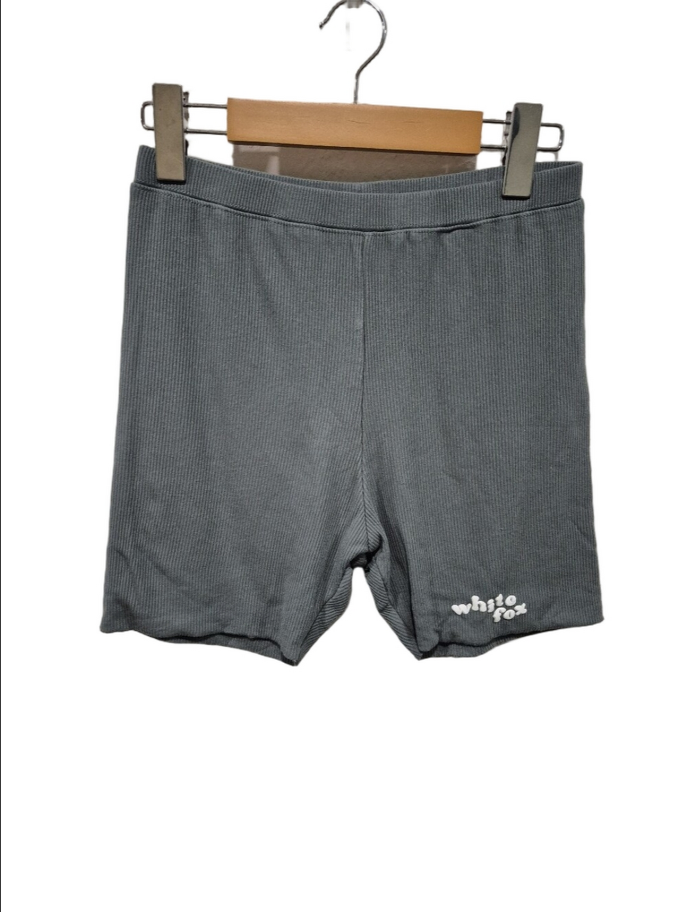 White Fox Boutique Green Ribbed High Rise Bike Shorts Size Medium